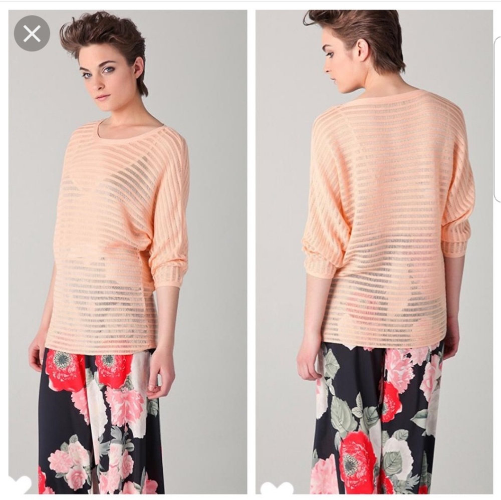 Alice + olivia | drop stitch cotton peach top